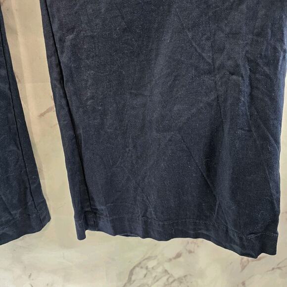 Anthropologie Pants Womens 27 Blue Linen Wide Leg High Rise Navy Tie Chambray - Picture 4 of 12
